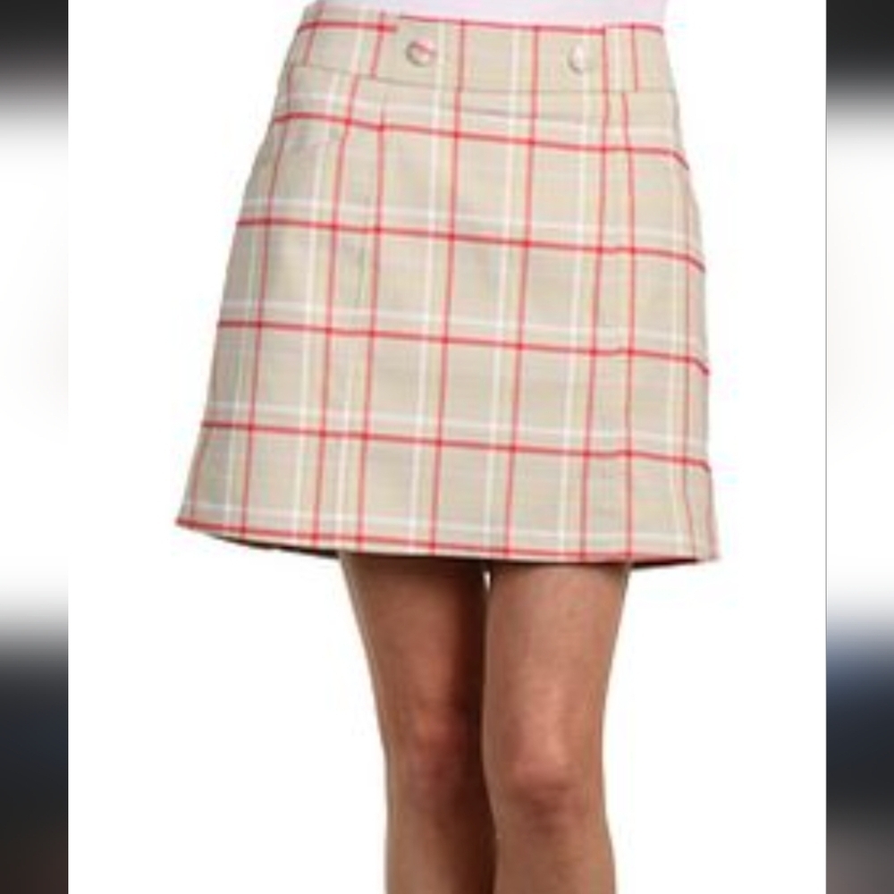 Oakley Khaki Plaid Golf Skort Skirt with Shorts  4 Preppy Country Club Sporty